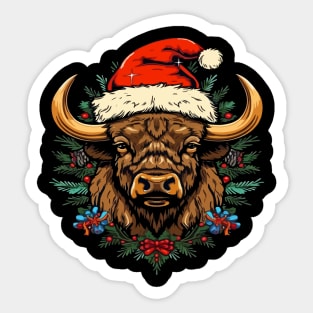 Bison Christmas Sticker